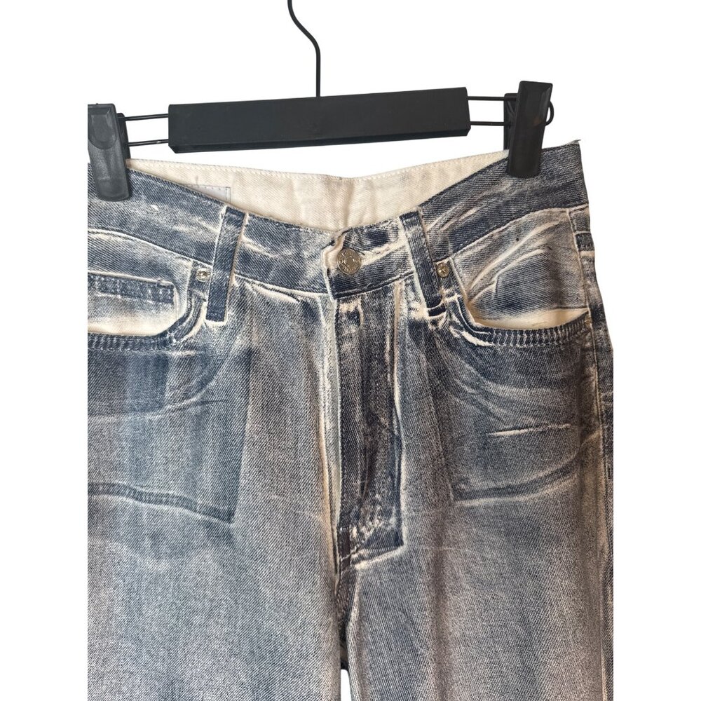 ZARA Size 2 High-Waisted Wide-Leg Jeans Blue Denim White Contrast - Picture 7 of 16